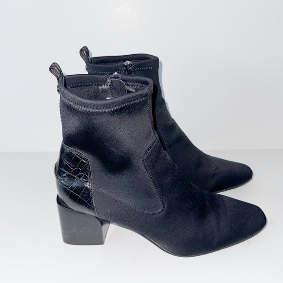 Donald Pliner ABBIE WOMENS SUEDE SQUARE TOE ANKLE BOOTS BLACK Sz 9 Y2K - Picture 2 of 14